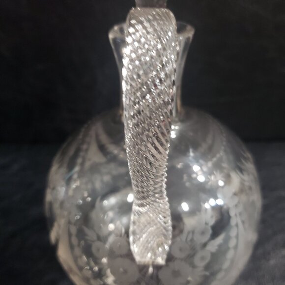 Vintage Victorian Hand Blown Decanter with Floral Bouquet and Bead Draping - Picture 4 of 7